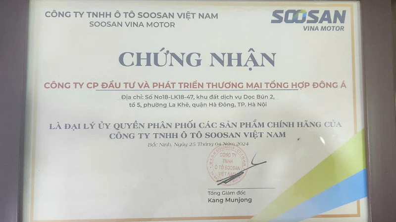 hợp đồng đại lý với nhà máy soosan