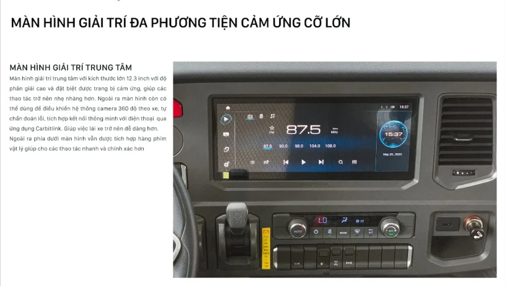 Màn hình giải trí cỡ lớn trên howo max