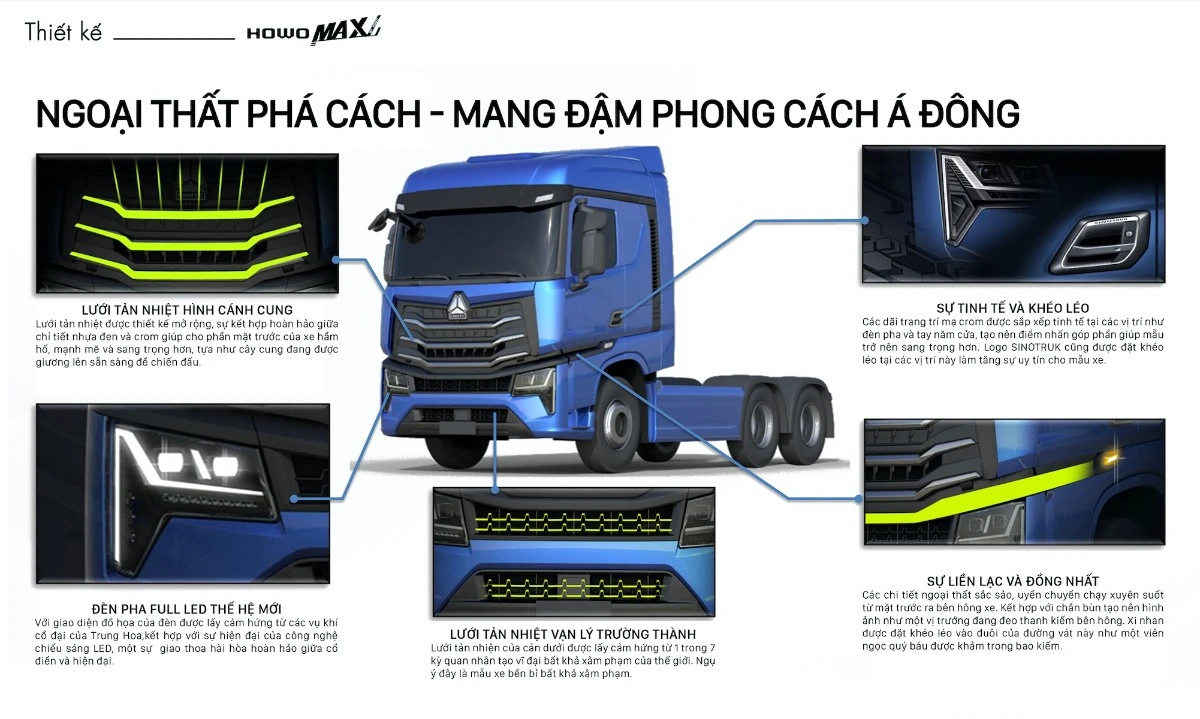 thiết kế bên ngoài howo max