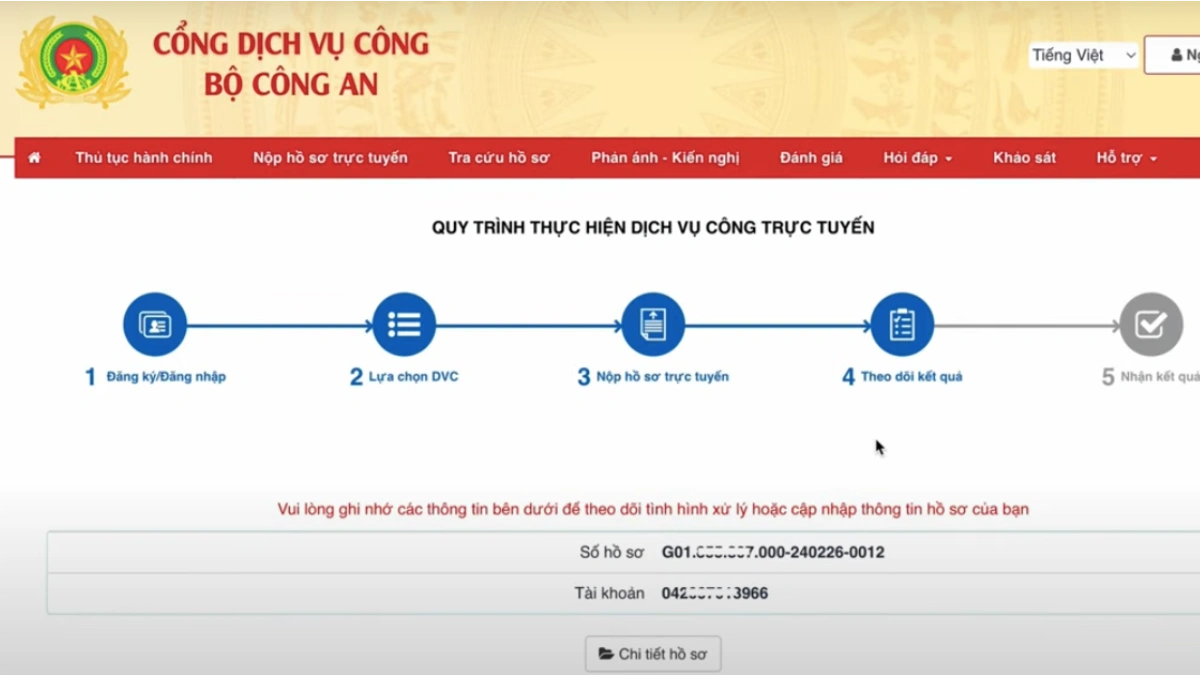 Mã hồ sơ đăng ký online